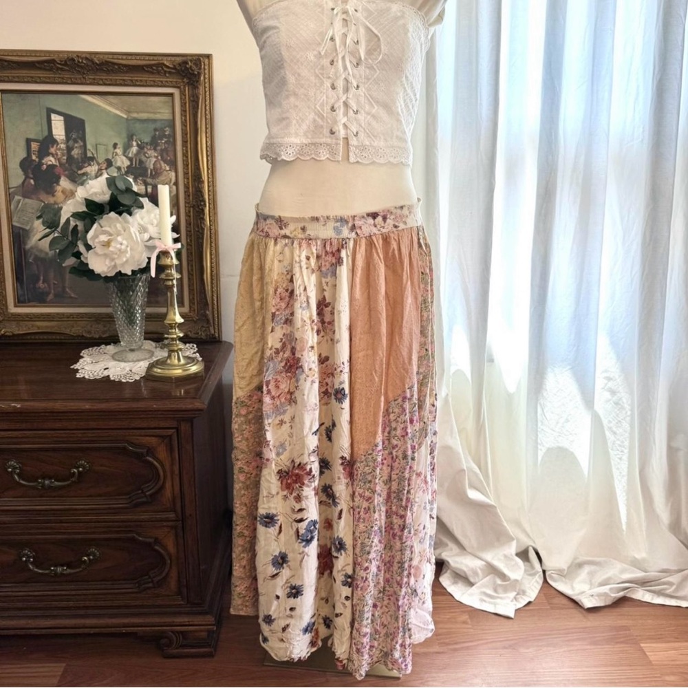 Floral Patchwork Maxi Skirt